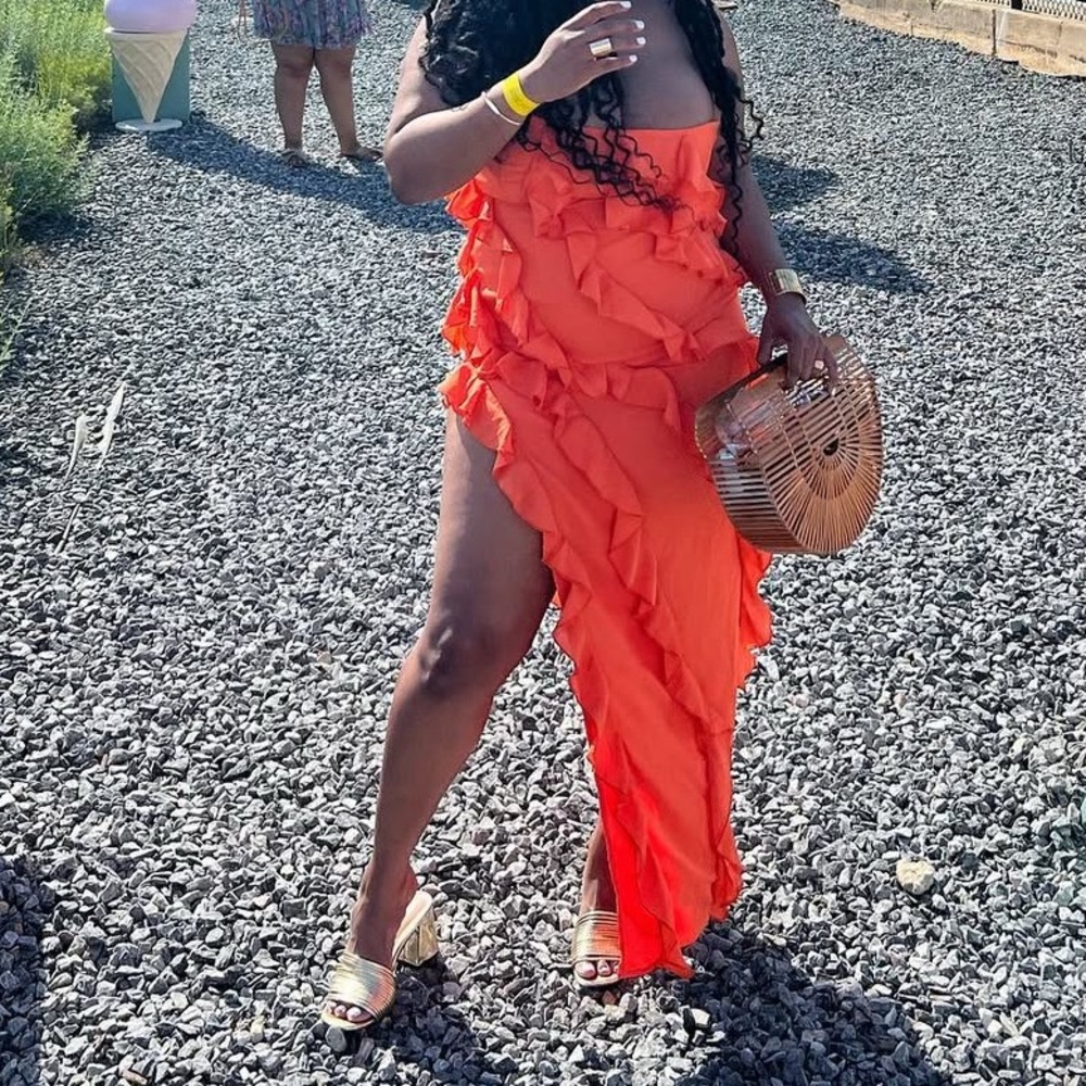 Vibrant Orange Ruffled Skirt